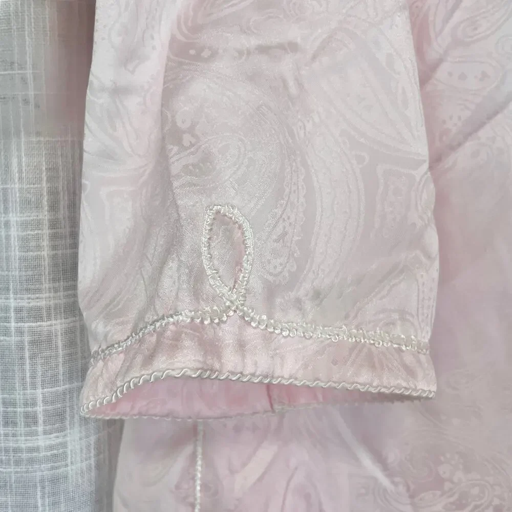 VTG Oscar De La Renta Night Gown Pink Paisley Satin Feminine Coquette Soft Girl